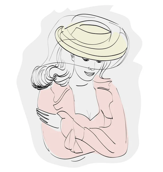 Dame in hoed — Stockvector